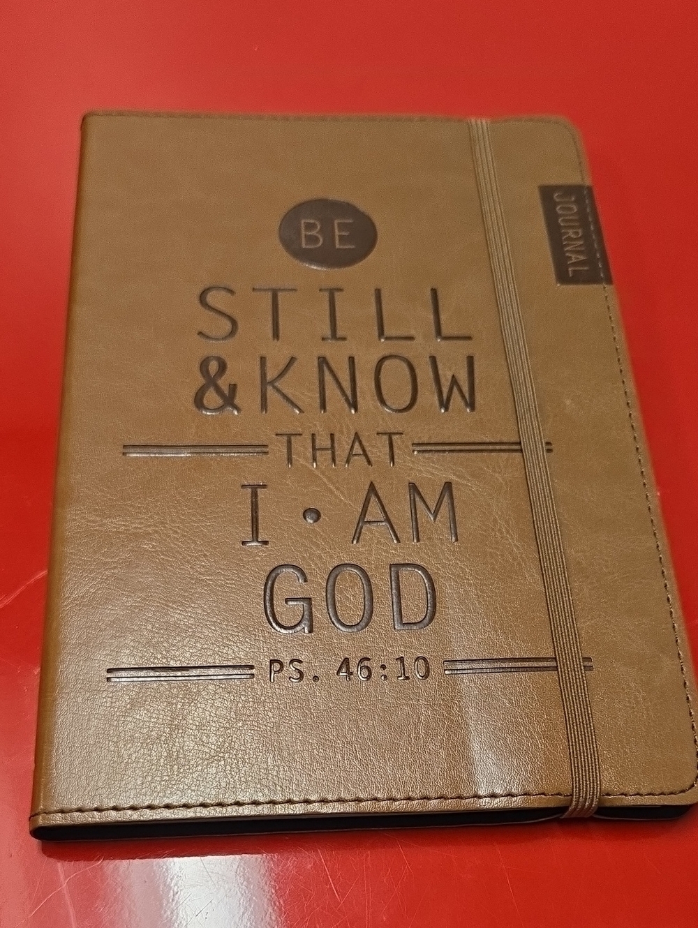 Leather-Look Brown Inspirational Journal - Be Still & Know